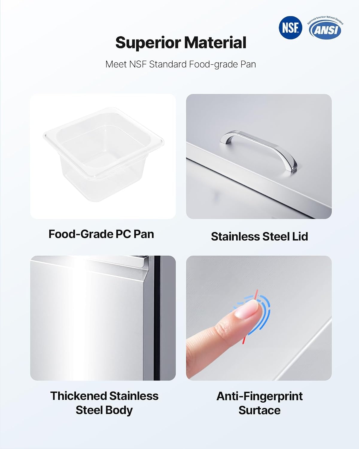 image:imageVEVOR 60 W Commercial Refrigerator 154 Cu Ft Sandwich Prep Refrigerated Table Mega Top Food Prep Fridge with 16 Pans Cutting Board Stainless Steel Salad Prep Cooler for Restaurant Food Truck60W with 16 Pans