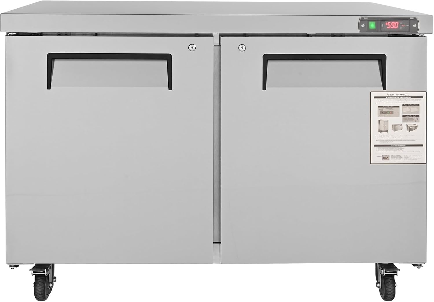 image:imageVEVOR 60W Commercial Refrigerator 154 Cu Ft Sandwich Prep Refrigerated Table Mega Top Food Prep Fridge with 24 Pans and Cutting Board Stainless Steel Salad Prep Cooler for Restaurant Food Truck48W Worktop Refrigerator