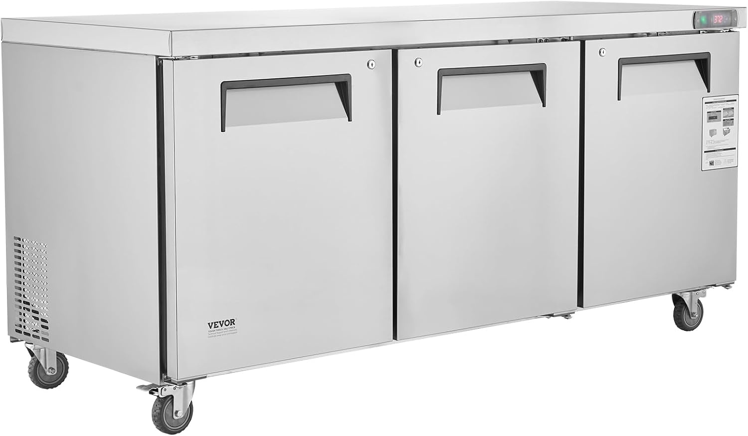 image:imageVEVOR 60W Commercial Refrigerator 154 Cu Ft Sandwich Prep Refrigerated Table Mega Top Food Prep Fridge with 24 Pans and Cutting Board Stainless Steel Salad Prep Cooler for Restaurant Food Truck72W Worktop Refrigerator