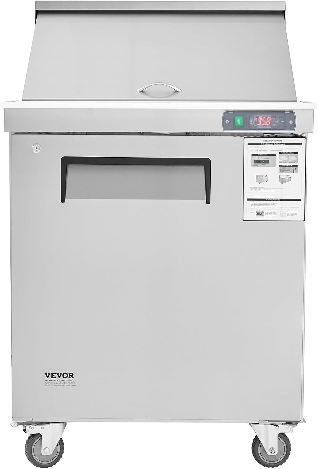 image:imageVEVOR 60W Commercial Refrigerator 154 Cu Ft Sandwich Prep Refrigerated Table Mega Top Food Prep Fridge with 24 Pans and Cutting Board Stainless Steel Salad Prep Cooler for Restaurant Food Truck28W with 12 Pans