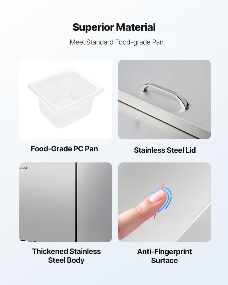 image:imageVEVOR 60W Commercial Refrigerator 154 Cu Ft Sandwich Prep Refrigerated Table Mega Top Food Prep Fridge with 24 Pans and Cutting Board Stainless Steel Salad Prep Cooler for Restaurant Food Truck60W with 24 Pans