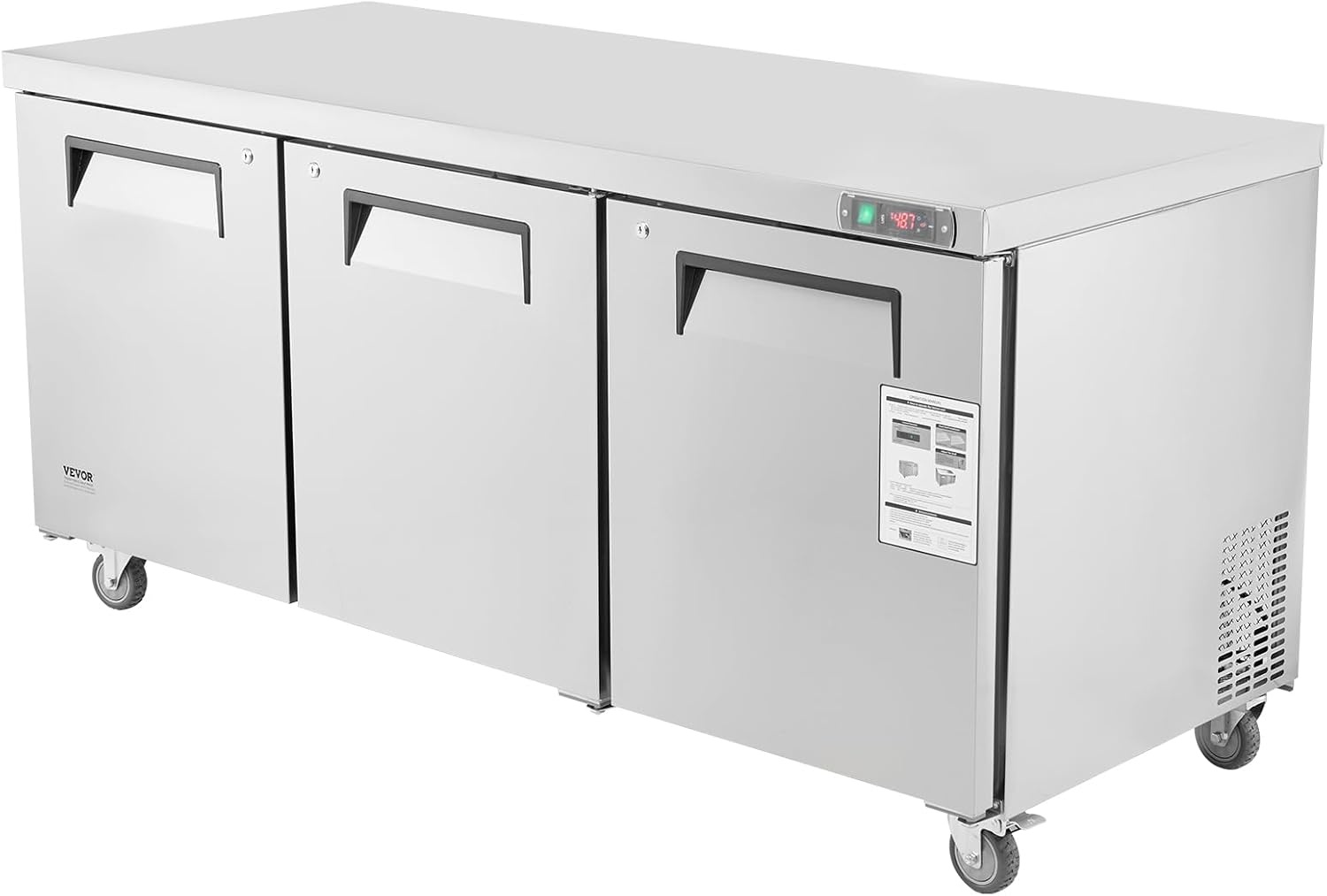 image:imageVEVOR 60W Commercial Refrigerator 154 Cu Ft Sandwich Prep Refrigerated Table Mega Top Food Prep Fridge with 24 Pans and Cutting Board Stainless Steel Salad Prep Cooler for Restaurant Food Truck72W Worktop Refrigerator