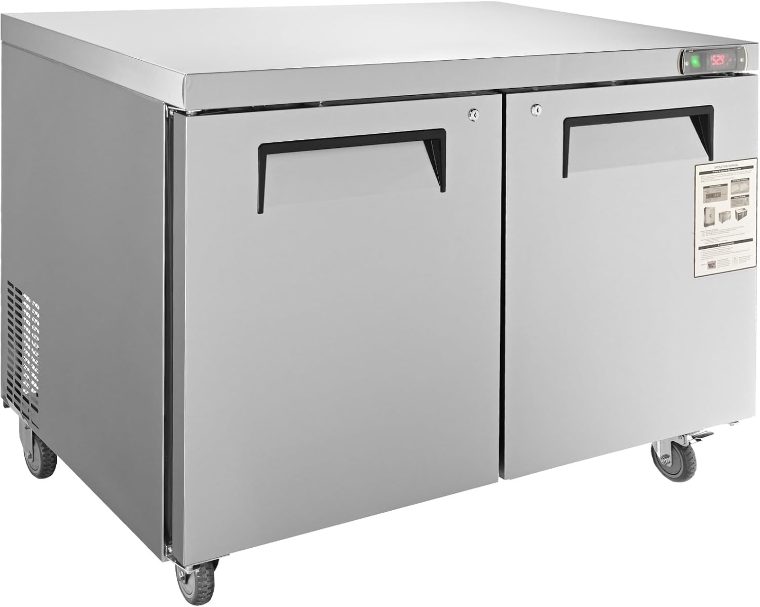 image:imageVEVOR 60W Commercial Refrigerator 154 Cu Ft Sandwich Prep Refrigerated Table Mega Top Food Prep Fridge with 24 Pans and Cutting Board Stainless Steel Salad Prep Cooler for Restaurant Food Truck48W Worktop Refrigerator