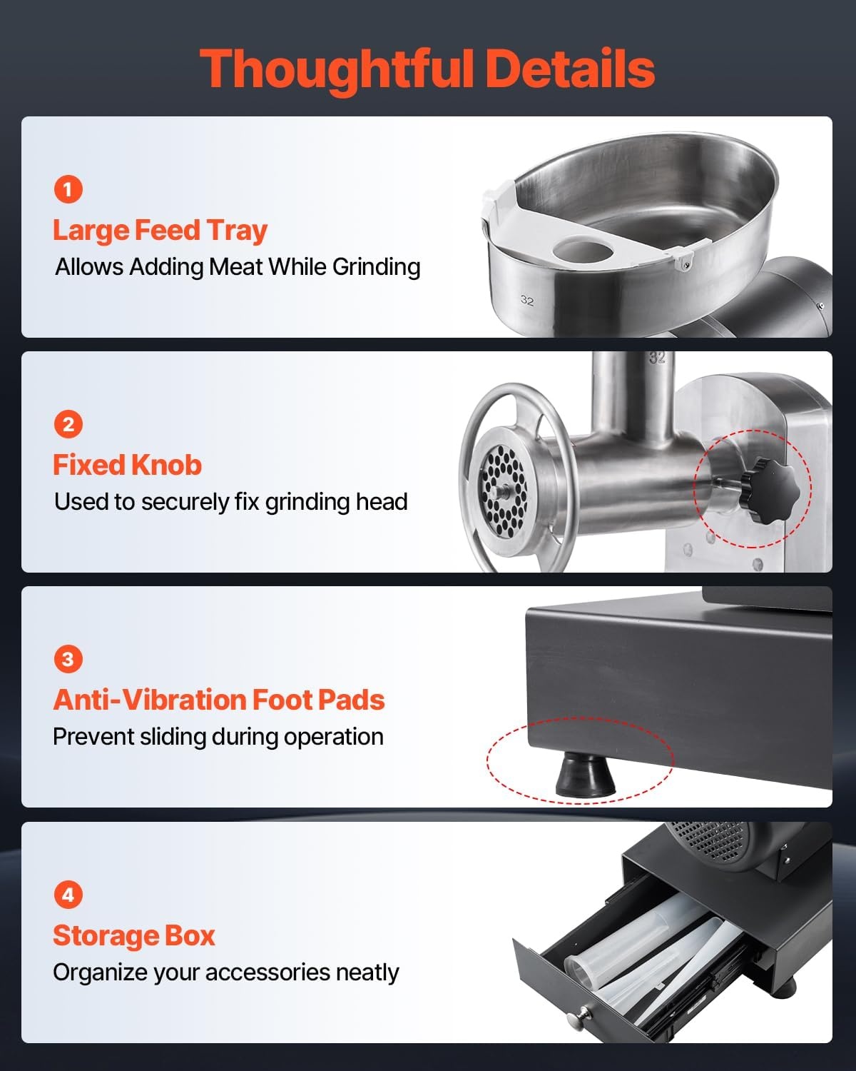 image:imageVEVOR 661 LbsHour800 W Machine 15 HP Electric Mincer with 2 Grinding Plates Sausage Kit Set Meat Grinder Heavy Duty Home Kitchen amp Commercial Use Red 800 W32 21 Lbsmin