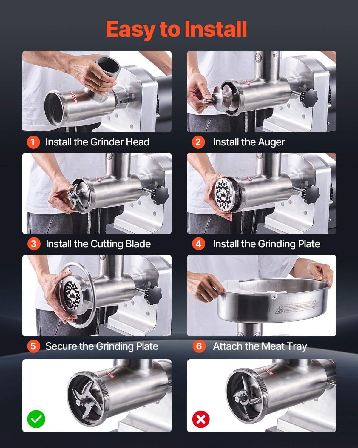 image:imageVEVOR 661 LbsHour800 W Machine 15 HP Electric Mincer with 2 Grinding Plates Sausage Kit Set Meat Grinder Heavy Duty Home Kitchen amp Commercial Use Red 800 W32 21 Lbsmin