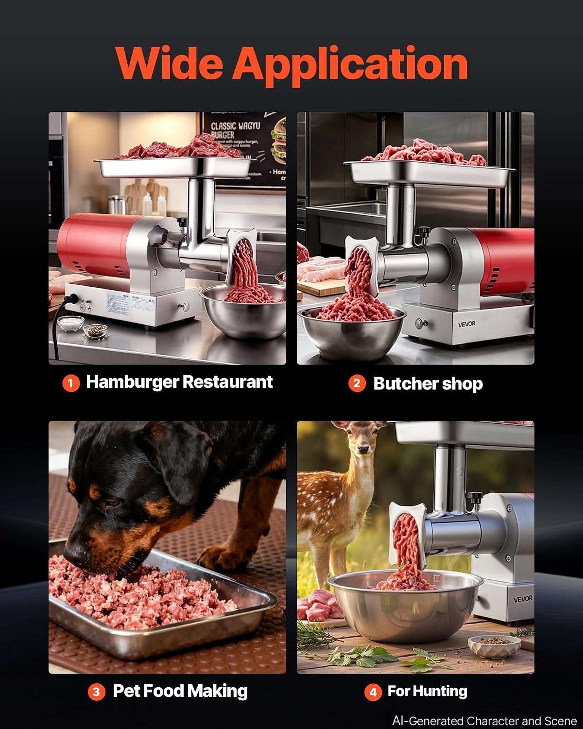 image:imageVEVOR 661 LbsHour800 W Machine 15 HP Electric Mincer with 2 Grinding Plates Sausage Kit Set Meat Grinder Heavy Duty Home Kitchen amp Commercial Use Red 800 W22 661 LbsHour