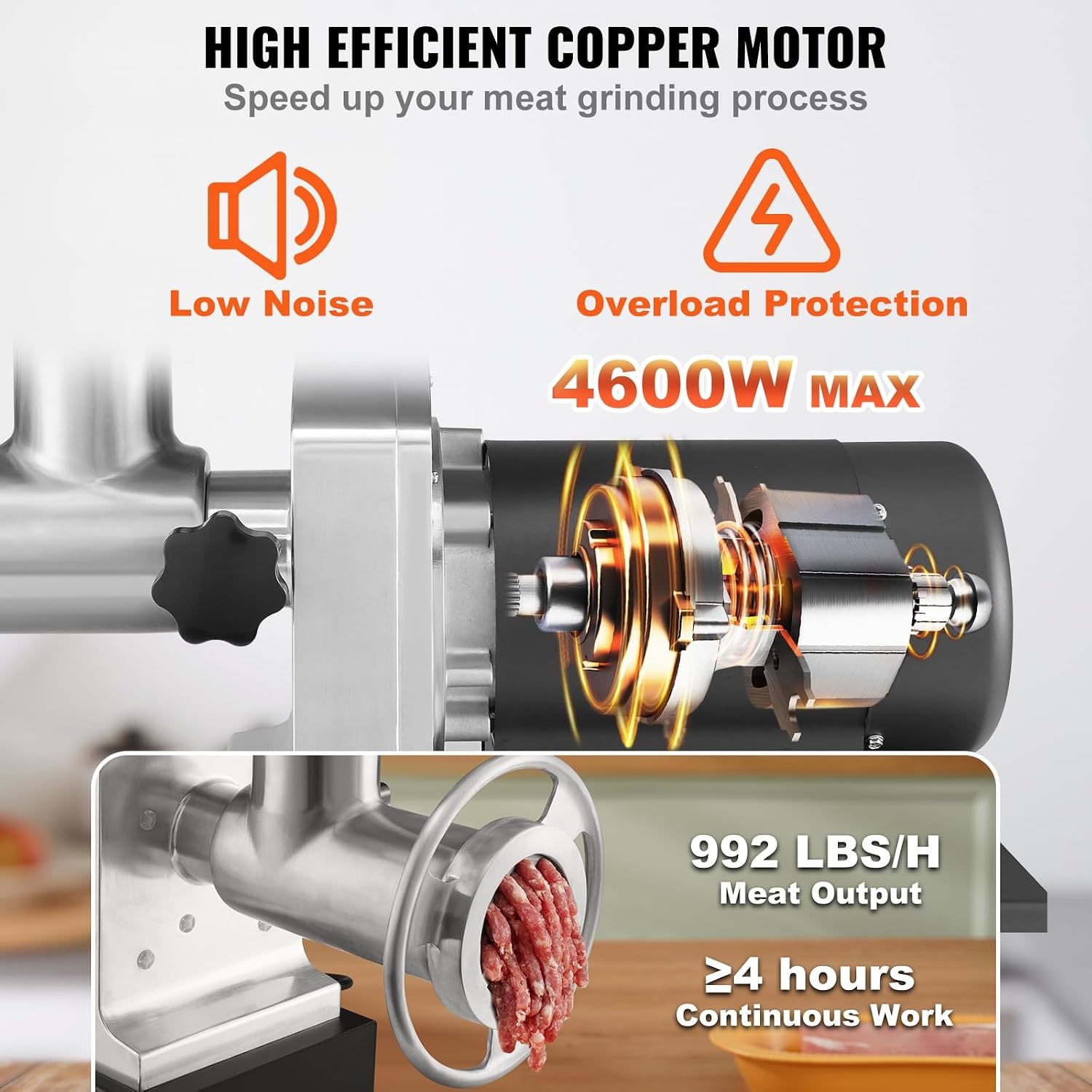 image:imageVEVOR 661 LbsHour800 W Machine 15 HP Electric Mincer with 2 Grinding Plates Sausage Kit Set Meat Grinder Heavy Duty Home Kitchen amp Commercial Use Red 800 W32 992 LbsHour