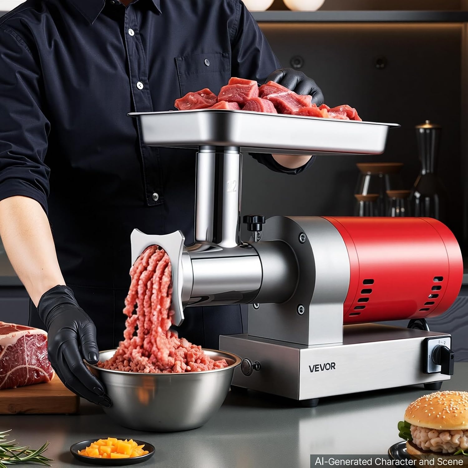 image:imageVEVOR 661 LbsHour800 W Machine 15 HP Electric Mincer with 2 Grinding Plates Sausage Kit Set Meat Grinder Heavy Duty Home Kitchen amp Commercial Use Red 800 W22 661 LbsHour