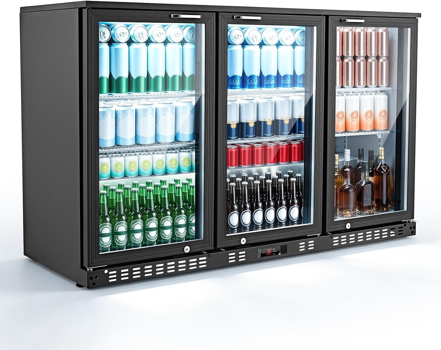 image:imageVEVOR Back Bar Cooler 74 Cu Ft Commercial Beverage Refrigerator Under Counter Bar Fridge with 2 Glass Doors LED Lighting Shelves LowE Glass Display Cooler for Beer Soda Wine Drinks53 x 20 x 33 in