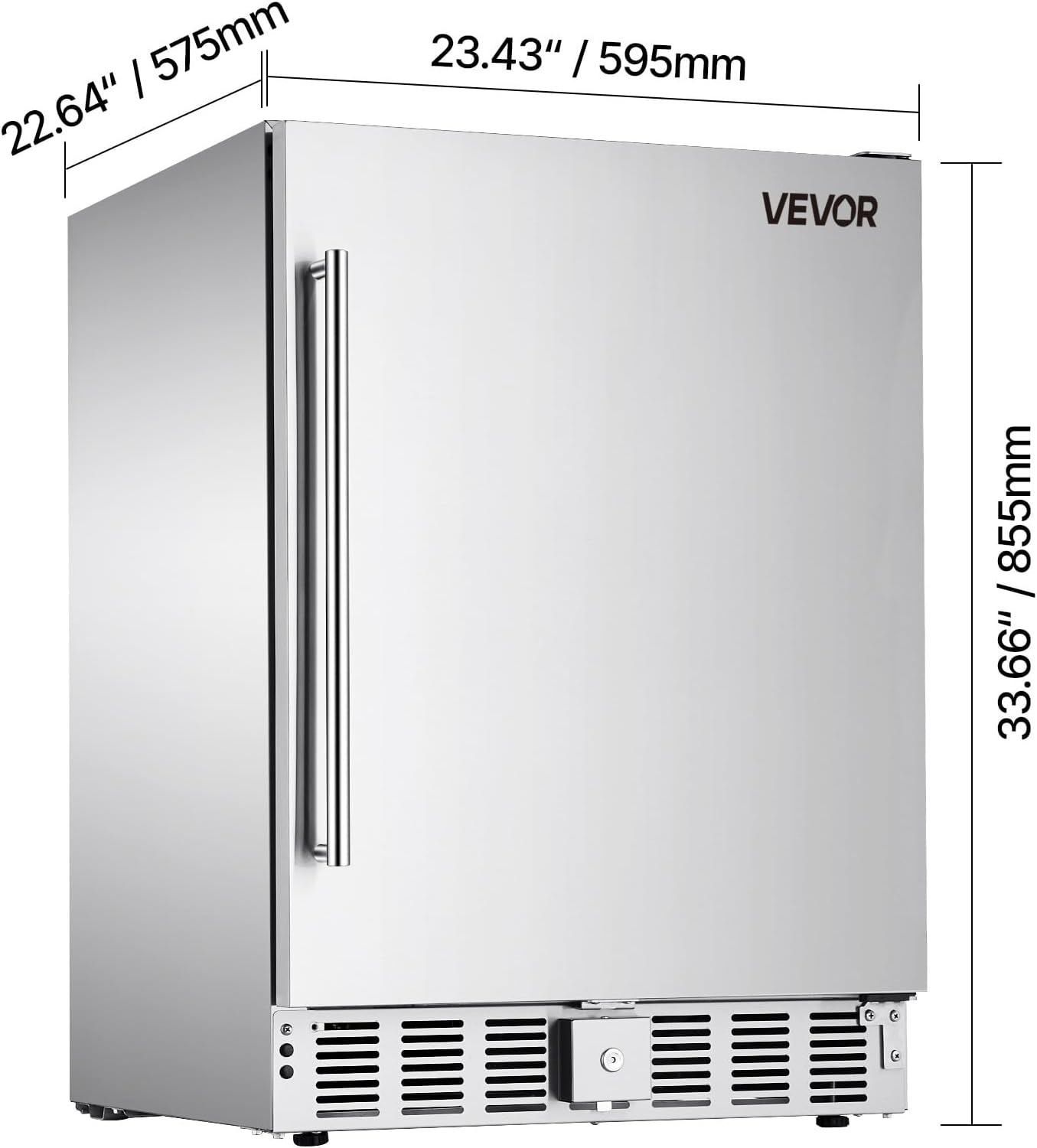 image:imageVEVOR Back Bar Cooler 74 Cu Ft Commercial Beverage Refrigerator Under Counter Bar Fridge with 2 Glass Doors LED Lighting Shelves LowE Glass Display Cooler for Beer Soda Wine Drinks53 Cuft Hinged Door