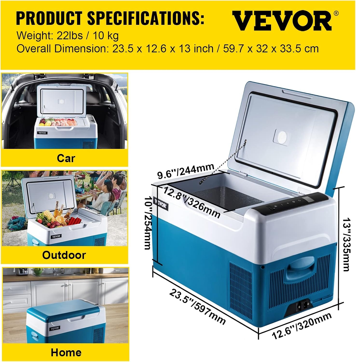image:imageVEVOR Car Refrigerator DC 1224V AC100240V Compressor Electric Cooler 4F to 68F Truck Refrigerator with APP Control Wheels amp Dual Zone 58 QT Cars Cooler for RVs Boats Camping Fishing23QT