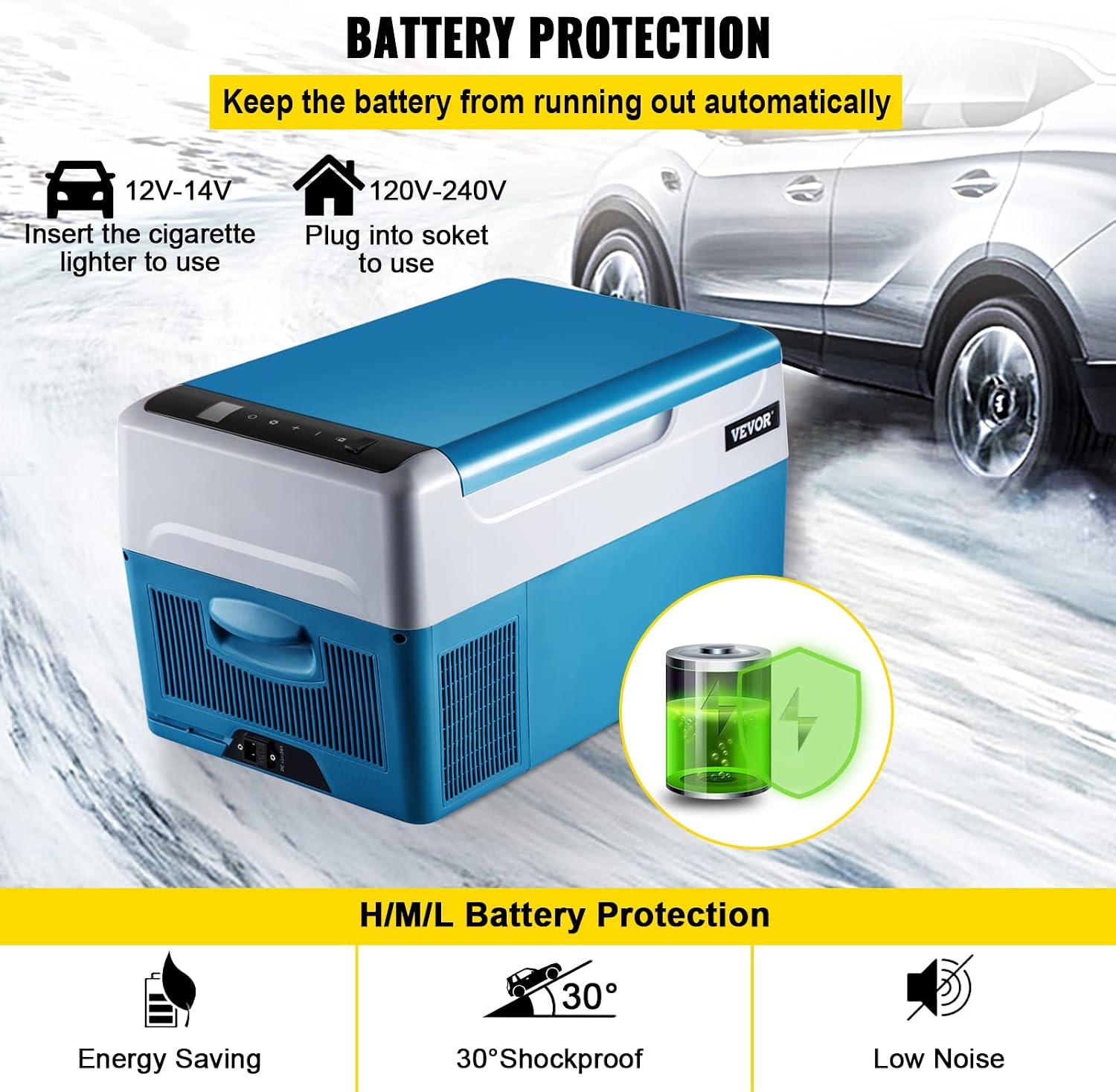 image:imageVEVOR Car Refrigerator DC 1224V AC100240V Compressor Electric Cooler 4F to 68F Truck Refrigerator with APP Control Wheels amp Dual Zone 58 QT Cars Cooler for RVs Boats Camping Fishing23QT