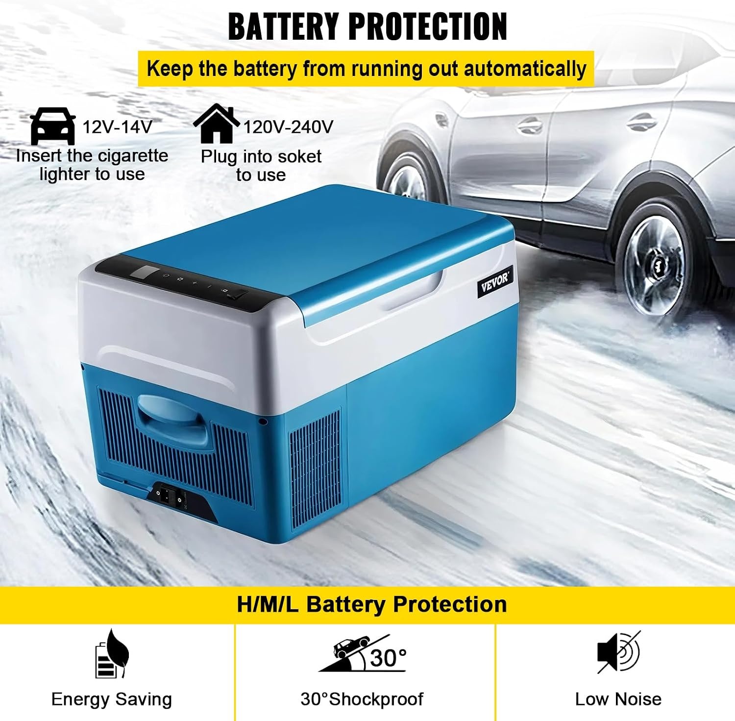 image:imageVEVOR Car Refrigerator DC 1224V AC100240V Compressor Electric Cooler 4F to 68F Truck Refrigerator with APP Control Wheels amp Dual Zone 58 QT Cars Cooler for RVs Boats Camping Fishing23QT
