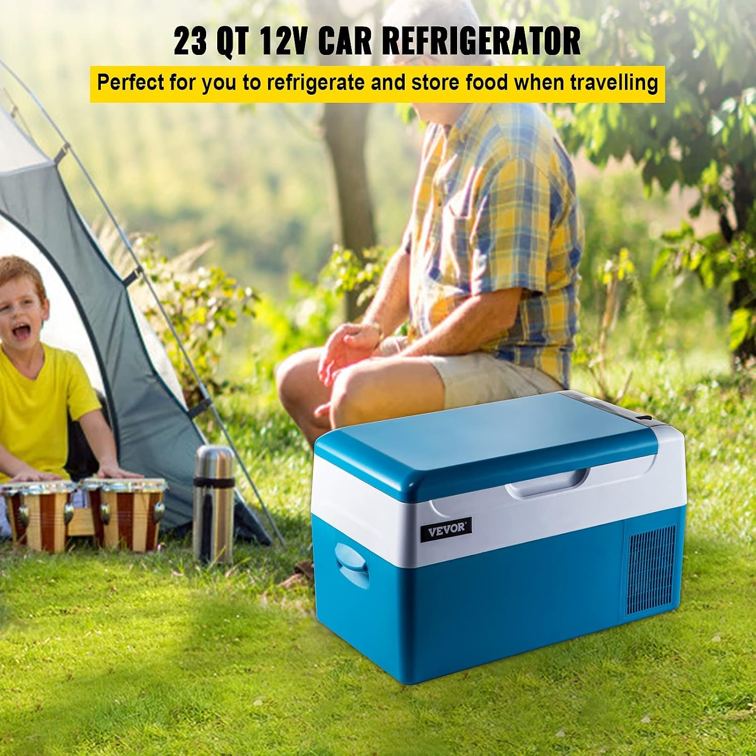 image:imageVEVOR Car Refrigerator DC 1224V AC100240V Compressor Electric Cooler 4F to 68F Truck Refrigerator with APP Control Wheels amp Dual Zone 58 QT Cars Cooler for RVs Boats Camping Fishing23QT