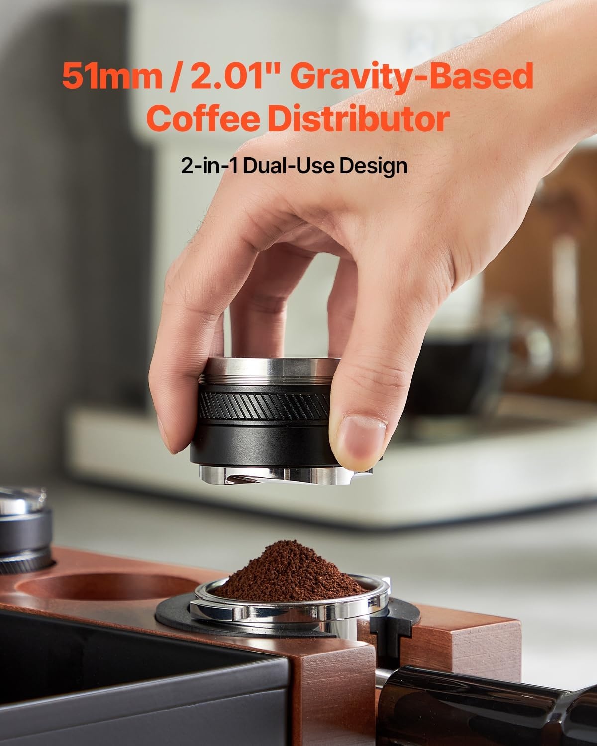 image:imageVEVOR Coffee Distributor 58mm 2in1 Adjustable Espresso Distributor with FanShaped Base Coffee Distributor 304 Stainless Steel with EasytoDisassemble Design51mm