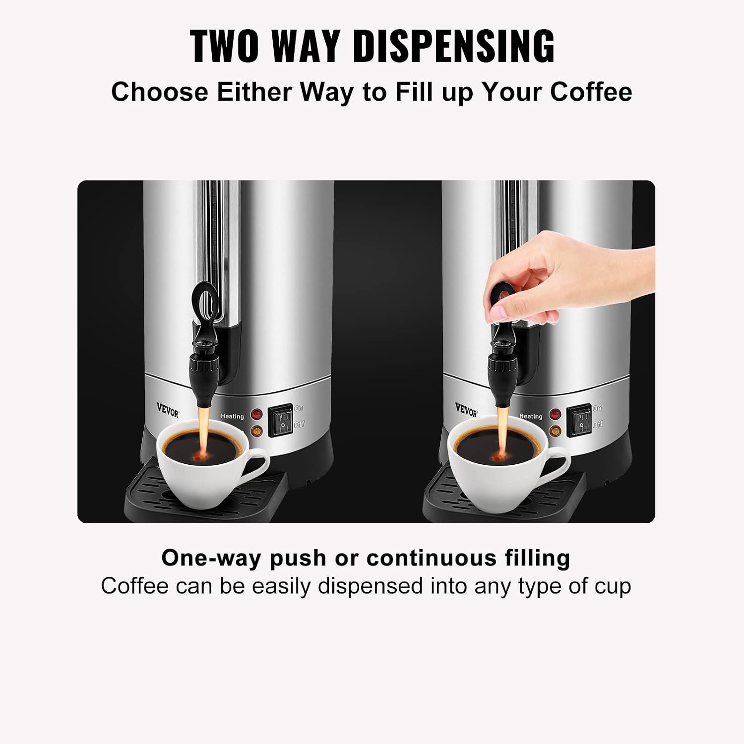 image:imageVEVOR Commercial Coffee Urn 50 Cups75L Stainless Steel Large Coffee Dispenser 1000W 110V Electric Coffee Maker Urn For Quick Brewing Hot Water Urn with Detachable Power Cord for Easy Cleaning110 Cups