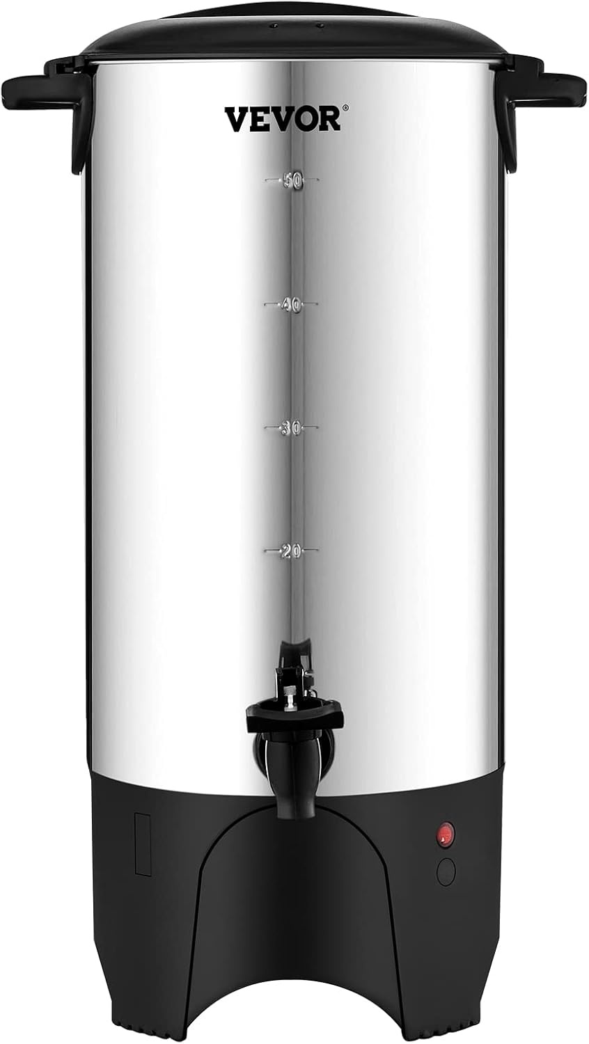 image:imageVEVOR Commercial Coffee Urn 50 Cups75L Stainless Steel Large Coffee Dispenser 1000W 110V Electric Coffee Maker Urn For Quick Brewing Hot Water Urn with Detachable Power Cord for Easy Cleaning50 Cups