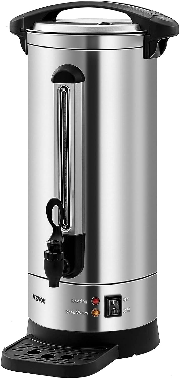 image:imageVEVOR Commercial Coffee Urn 50 Cups75L Stainless Steel Large Coffee Dispenser 1000W 110V Electric Coffee Maker Urn For Quick Brewing Hot Water Urn with Detachable Power Cord for Easy Cleaning110 Cups