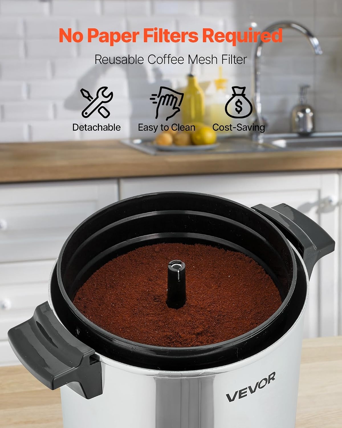 image:imageVEVOR Commercial Coffee Urn 60 Cup 9 L Hot Beverage Dispenser with Dripless Faucet QuickBrewing Stainless Steel Large Commercial Coffee Maker for Catering Business Party Church amp Restaurant40Cups