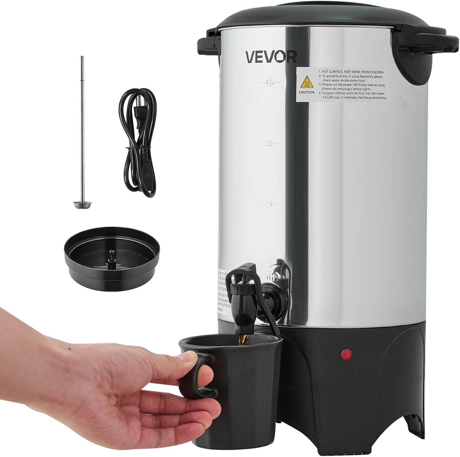 image:imageVEVOR Commercial Coffee Urn 60 Cup 9 L Hot Beverage Dispenser with Dripless Faucet QuickBrewing Stainless Steel Large Commercial Coffee Maker for Catering Business Party Church amp Restaurant40Cup