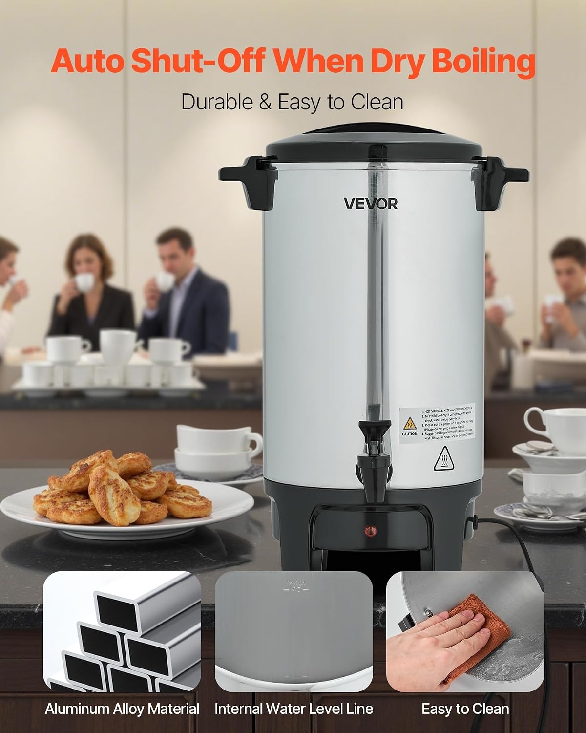 image:imageVEVOR Commercial Coffee Urn 60 Cup 9 L Hot Beverage Dispenser with Dripless Faucet QuickBrewing Stainless Steel Large Commercial Coffee Maker for Catering Business Party Church amp Restaurant40Cups