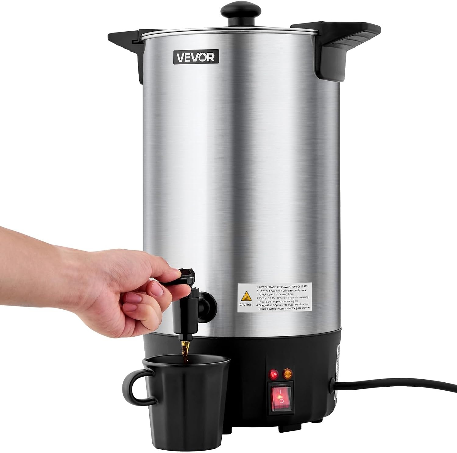 image:imageVEVOR Commercial Coffee Urn 60 Cup 9 L Hot Beverage Dispenser with Dripless Faucet QuickBrewing Stainless Steel Large Commercial Coffee Maker for Catering Business Party Church amp Restaurant60Cups