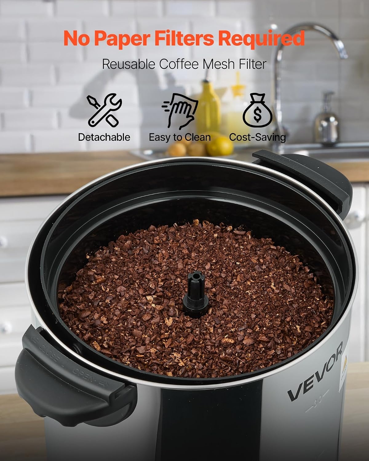 image:imageVEVOR Commercial Coffee Urn 60 Cup 9 L Hot Beverage Dispenser with Dripless Faucet QuickBrewing Stainless Steel Large Commercial Coffee Maker for Catering Business Party Church amp Restaurant30Cup