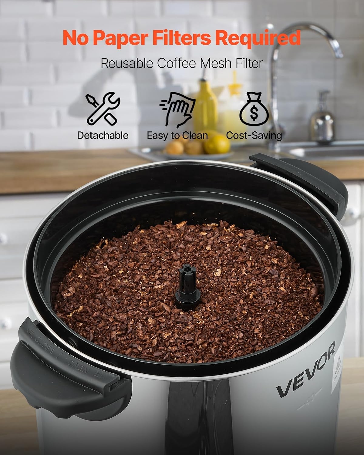 image:imageVEVOR Commercial Coffee Urn 60 Cup 9 L Hot Beverage Dispenser with Dripless Faucet QuickBrewing Stainless Steel Large Commercial Coffee Maker for Catering Business Party Church amp Restaurant40Cup