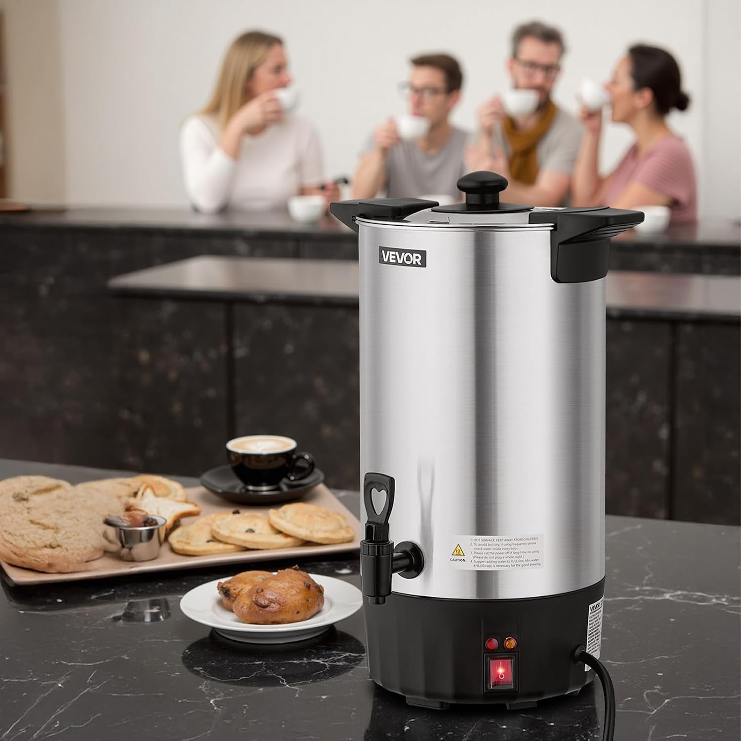 image:imageVEVOR Commercial Coffee Urn 60 Cup 9 L Hot Beverage Dispenser with Dripless Faucet QuickBrewing Stainless Steel Large Commercial Coffee Maker for Catering Business Party Church amp Restaurant60Cups