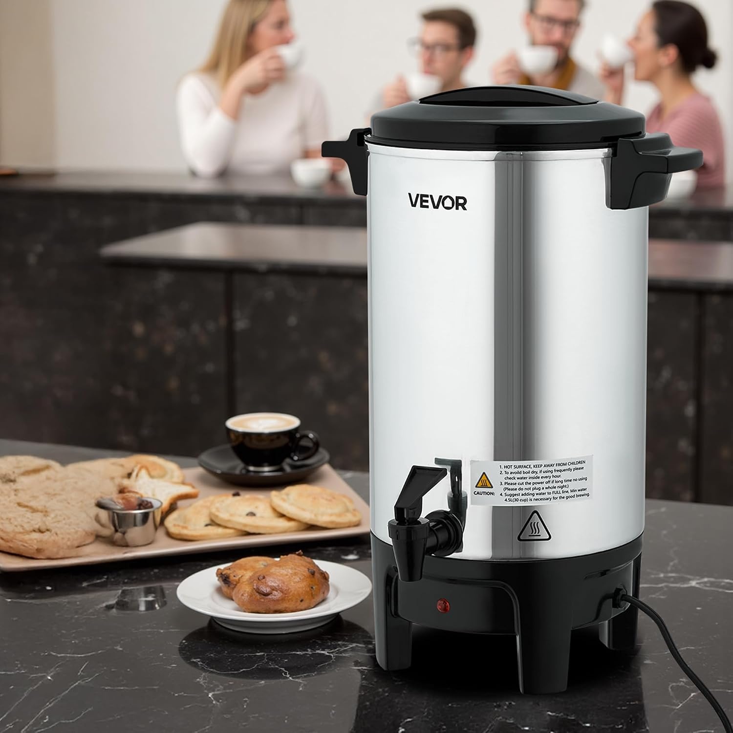 image:imageVEVOR Commercial Coffee Urn 60 Cup 9 L Hot Beverage Dispenser with Dripless Faucet QuickBrewing Stainless Steel Large Commercial Coffee Maker for Catering Business Party Church amp Restaurant40Cups
