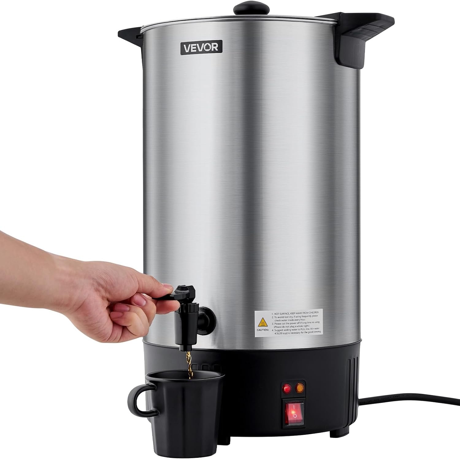 image:imageVEVOR Commercial Coffee Urn 60 Cup 9 L Hot Beverage Dispenser with Dripless Faucet QuickBrewing Stainless Steel Large Commercial Coffee Maker for Catering Business Party Church amp Restaurant100Cups
