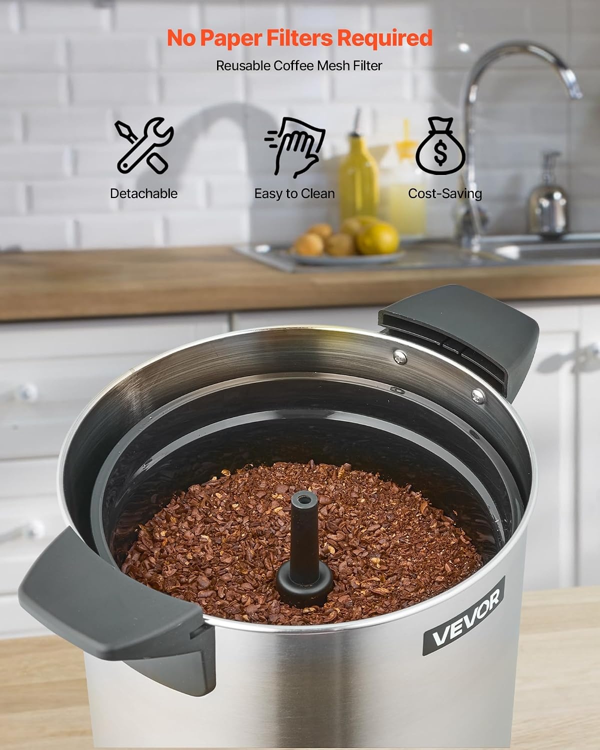 image:imageVEVOR Commercial Coffee Urn 60 Cup 9 L Hot Beverage Dispenser with Dripless Faucet QuickBrewing Stainless Steel Large Commercial Coffee Maker for Catering Business Party Church amp Restaurant100Cups