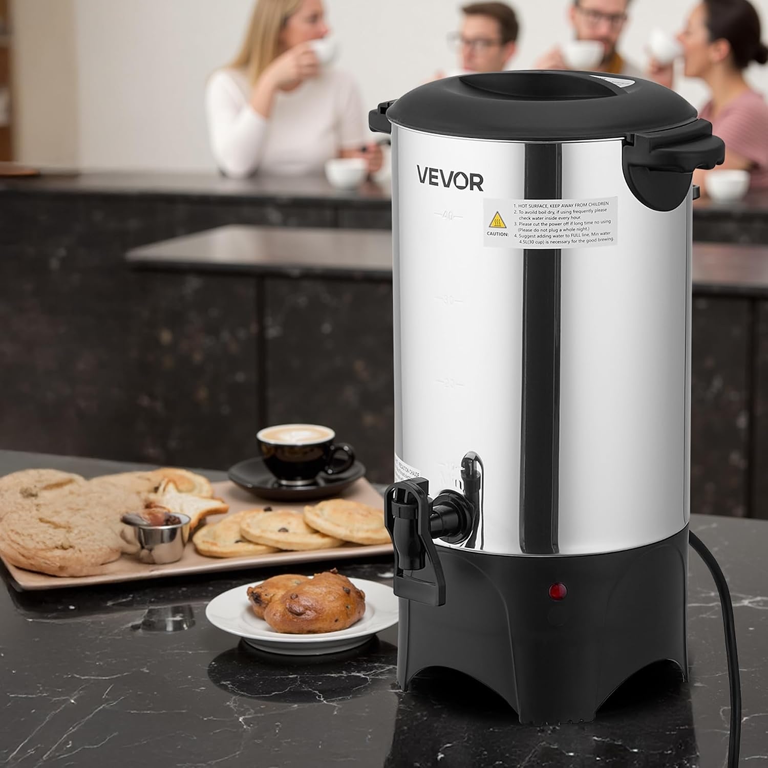 image:imageVEVOR Commercial Coffee Urn 60 Cup 9 L Hot Beverage Dispenser with Dripless Faucet QuickBrewing Stainless Steel Large Commercial Coffee Maker for Catering Business Party Church amp Restaurant40Cup