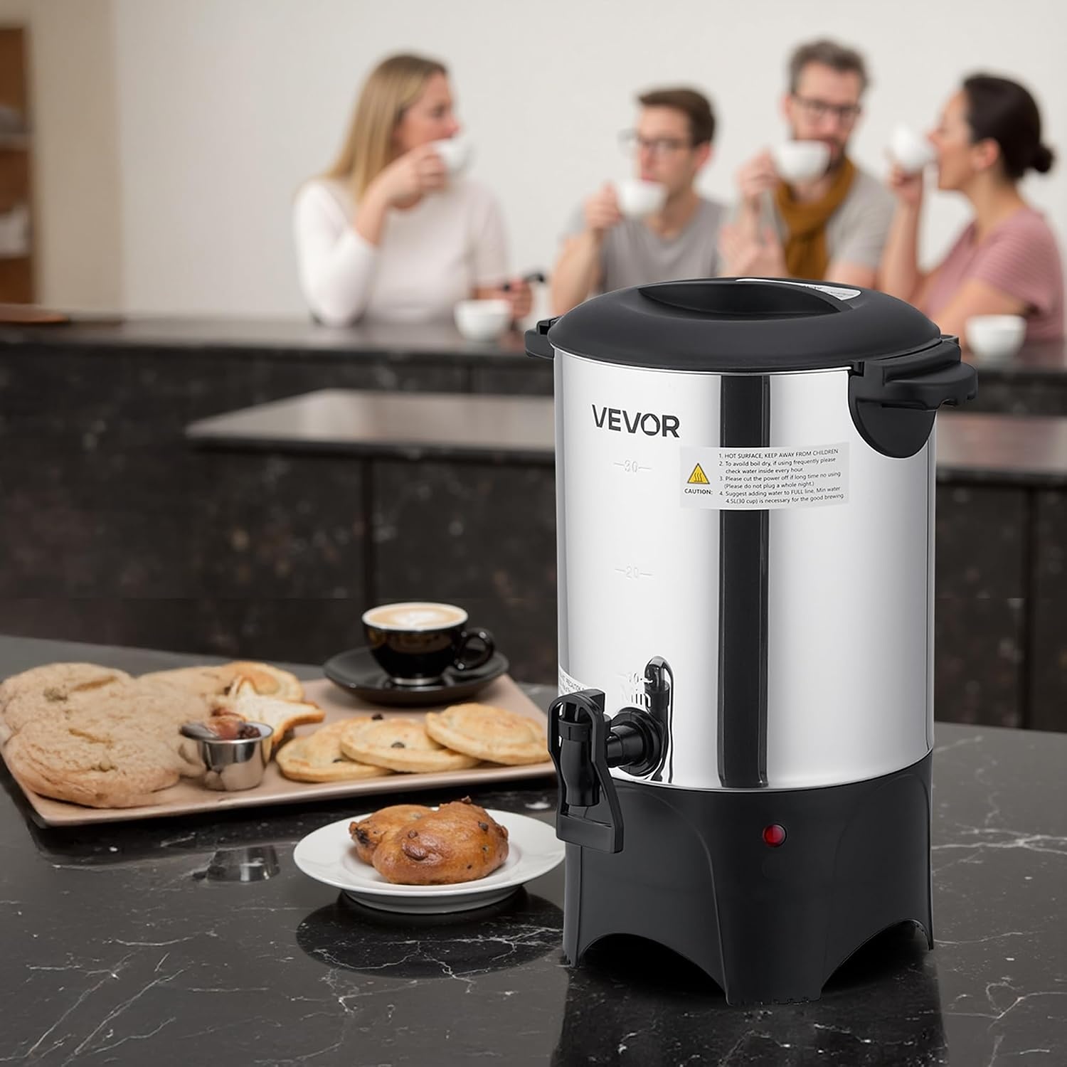 image:imageVEVOR Commercial Coffee Urn 60 Cup 9 L Hot Beverage Dispenser with Dripless Faucet QuickBrewing Stainless Steel Large Commercial Coffee Maker for Catering Business Party Church amp Restaurant30Cup