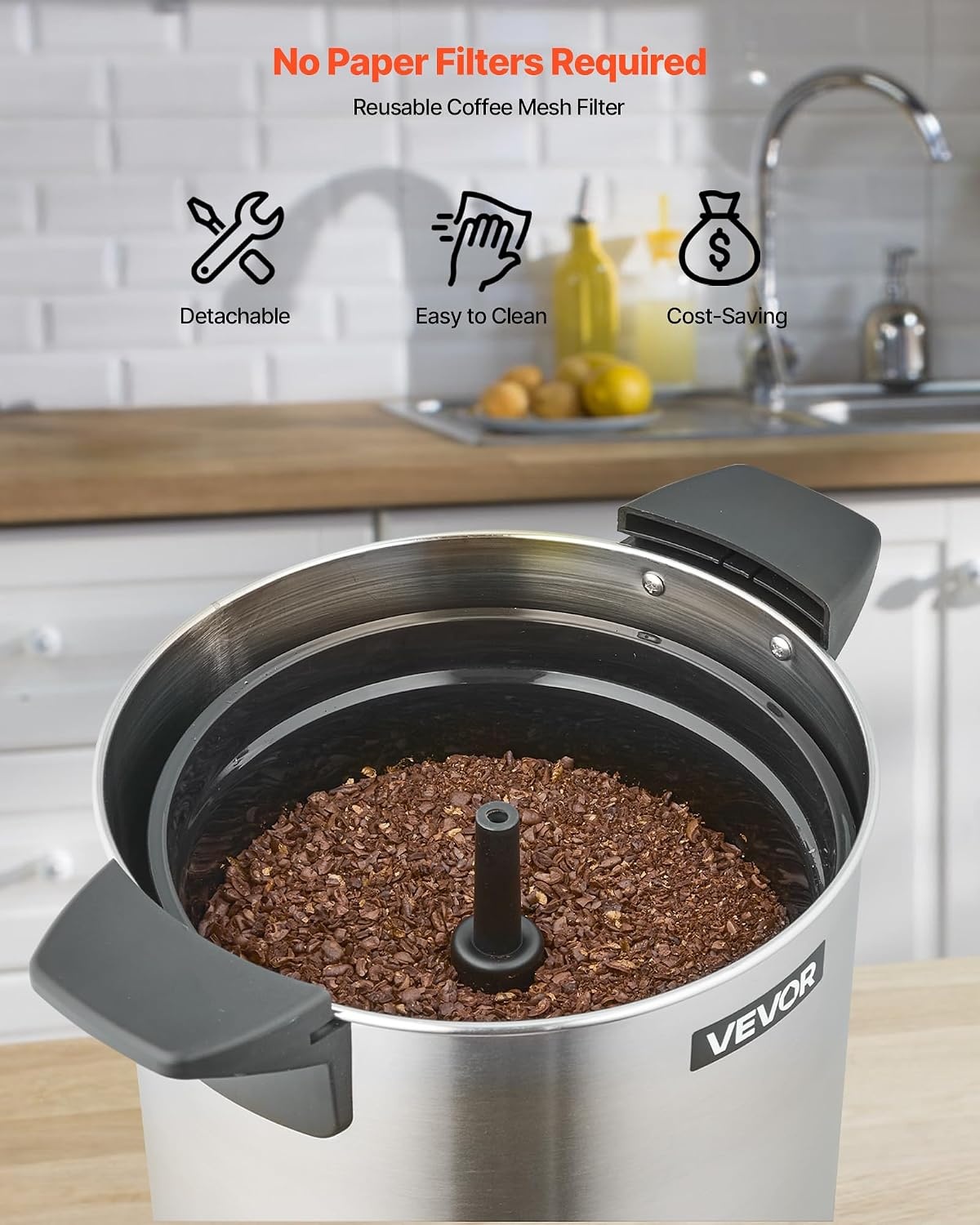 image:imageVEVOR Commercial Coffee Urn 60 Cup 9 L Hot Beverage Dispenser with Dripless Faucet QuickBrewing Stainless Steel Large Commercial Coffee Maker for Catering Business Party Church amp Restaurant60Cups