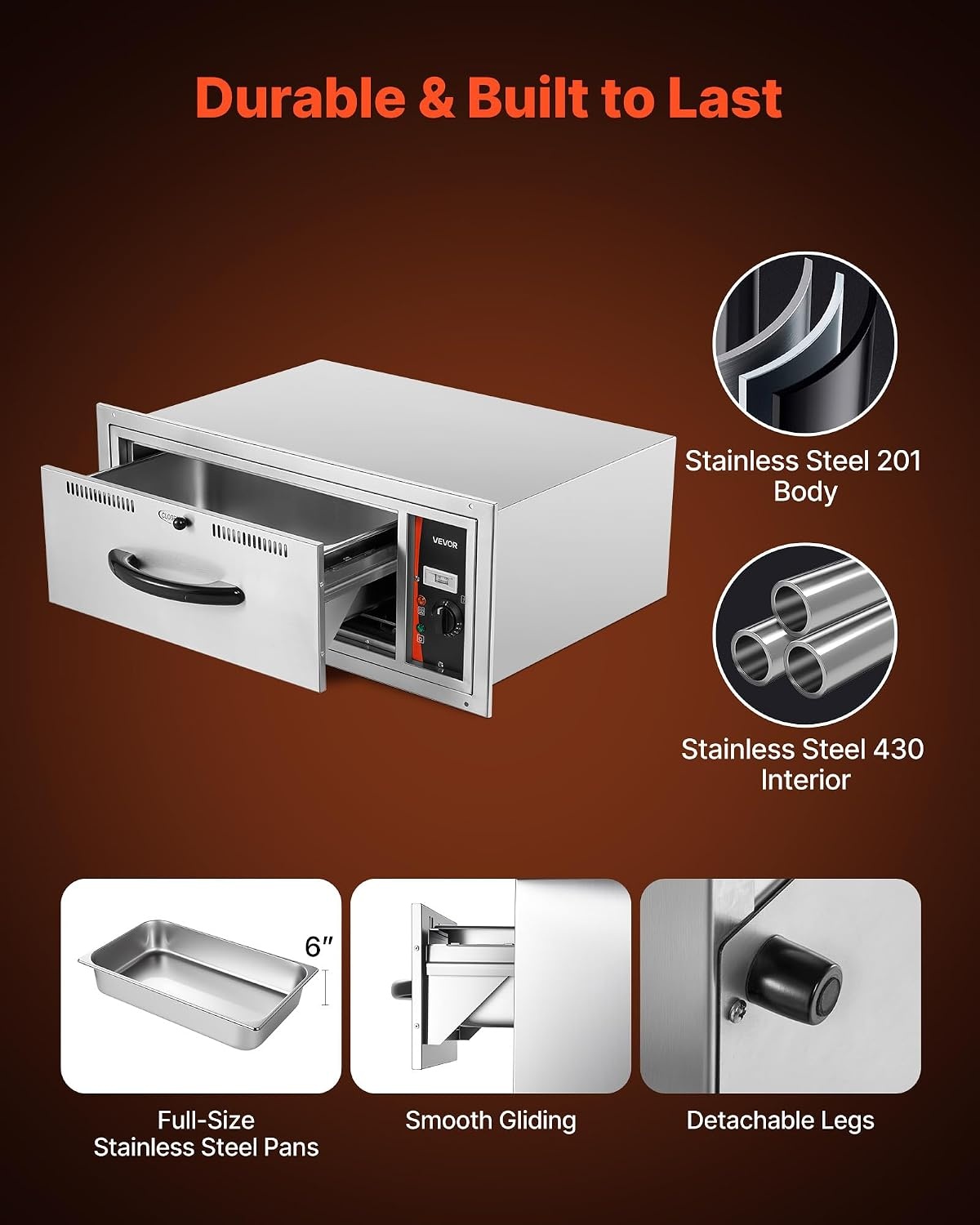 image:imageVEVOR Commercial Electric Drawer Warmer ThreeDrawer Stainless Steel Food Warmer Freestanding Standard Warming Drawer Cabinet 85F185F Wide Temperature Range for Restaurant Hotel Buffet Bakery3150 x 2362 x 1315 in