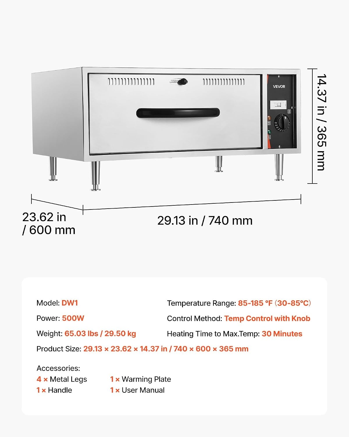 image:imageVEVOR Commercial Electric Drawer Warmer ThreeDrawer Stainless Steel Food Warmer Freestanding Standard Warming Drawer Cabinet 85F185F Wide Temperature Range for Restaurant Hotel Buffet Bakery2913 x 2362 x 1437 in