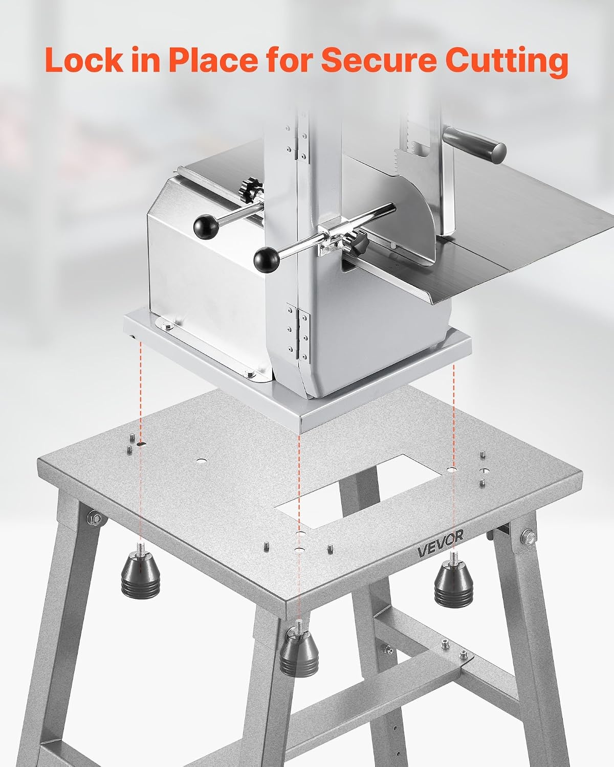 image:imageVEVOR Commercial Electric Meat Bandsaw 1100W Bone Sawing Machine with 124 x 181 Workbench 043 Cutting Thickness 7 Extra Replacement Blades for Cutting Bone Frozen Meat Pork Beef amp RibsBandsaw Stand
