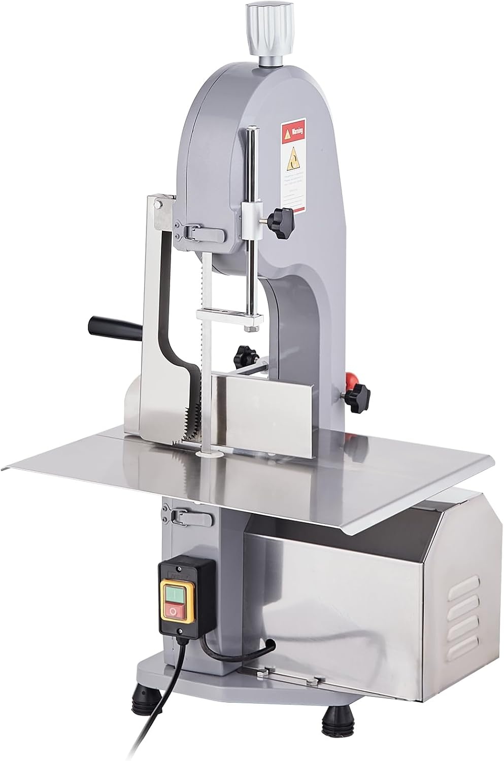 image:imageVEVOR Commercial Electric Meat Bandsaw 1100W Bone Sawing Machine with 124 x 181 Workbench 043 Cutting Thickness 7 Extra Replacement Blades for Cutting Bone Frozen Meat Pork Beef amp RibsCountertop 1100W
