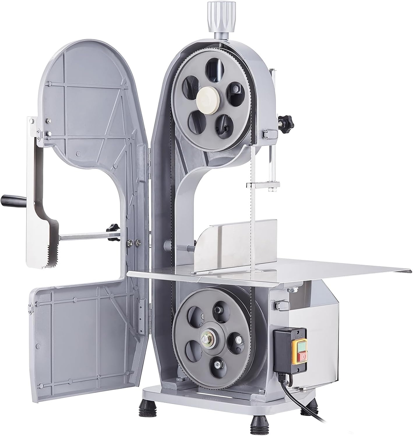 image:imageVEVOR Commercial Electric Meat Bandsaw 1100W Bone Sawing Machine with 124 x 181 Workbench 043 Cutting Thickness 7 Extra Replacement Blades for Cutting Bone Frozen Meat Pork Beef amp RibsCountertop 1100W