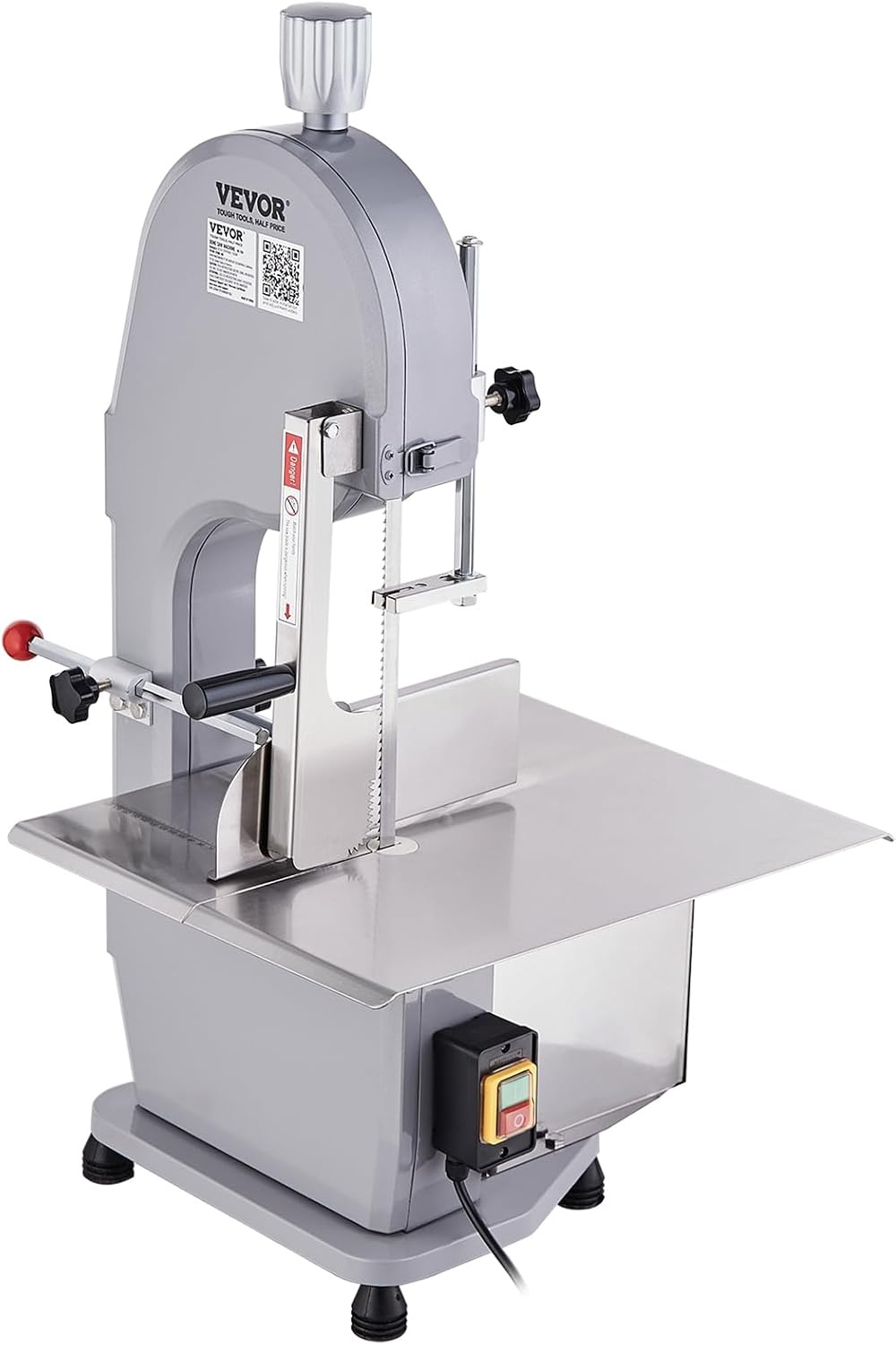 image:imageVEVOR Commercial Electric Meat Bandsaw 1100W Bone Sawing Machine with 124 x 181 Workbench 043 Cutting Thickness 7 Extra Replacement Blades for Cutting Bone Frozen Meat Pork Beef amp RibsCountertop 1100W