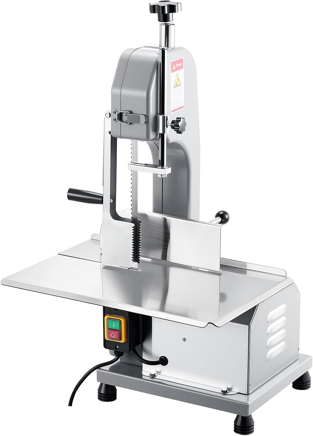 image:imageVEVOR Commercial Electric Meat Bandsaw 1100W Bone Sawing Machine with 124 x 181 Workbench 043 Cutting Thickness 7 Extra Replacement Blades for Cutting Bone Frozen Meat Pork Beef amp Ribs1100W 130