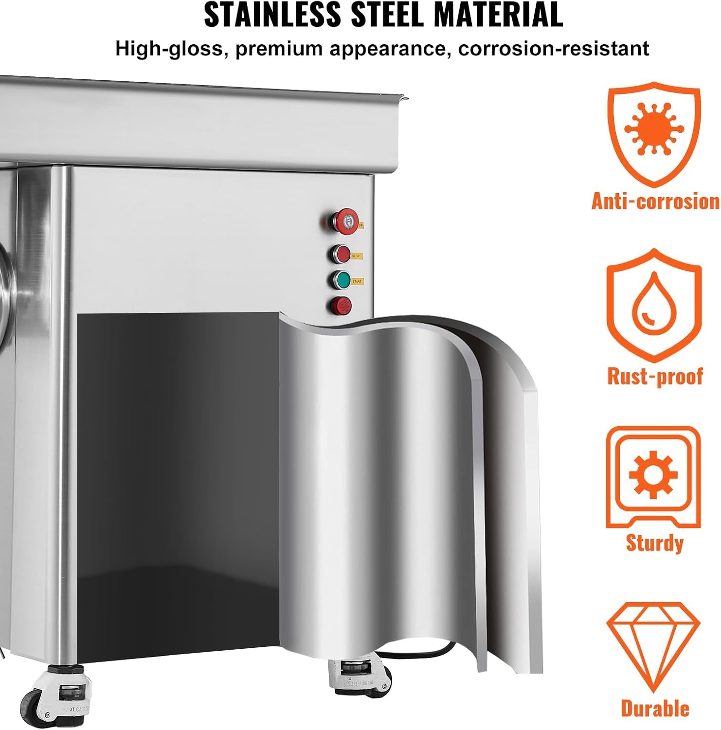 image:imageVEVOR Commercial Electric Meat Grinder 22 LbMin Cabinet Meat Grinder 2200W Industrial Grinder with Blade Grinding Plate Sausage Maker Stainless Steel Meat Mincer Machine for Kitchen Restaurant42 367LbMin