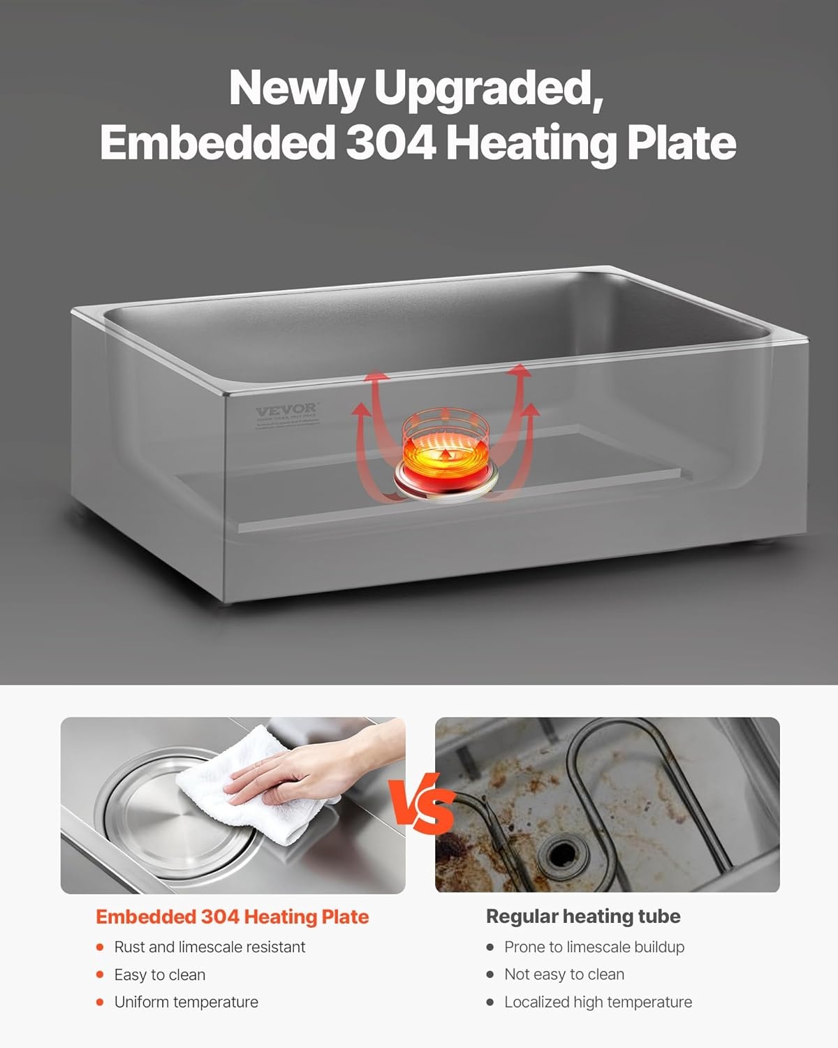 image:imageVEVOR Commercial Food Warmer 1500W Electric Stainless Steel Steam Food Warmer Fast Heating Countertop Buffet Bain Marie with Four 13 Size Food Pans for Catering Restaurants Parties amp Buffets2913 x 1398 x 1063 in