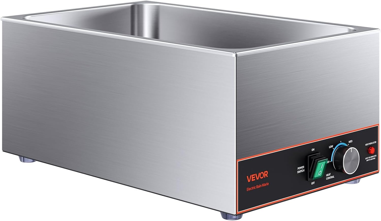 image:imageVEVOR Commercial Food Warmer 1500W Electric Stainless Steel Steam Food Warmer Fast Heating Countertop Buffet Bain Marie with Four 13 Size Food Pans for Catering Restaurants Parties amp Buffets2205 x 1339 x 965 in