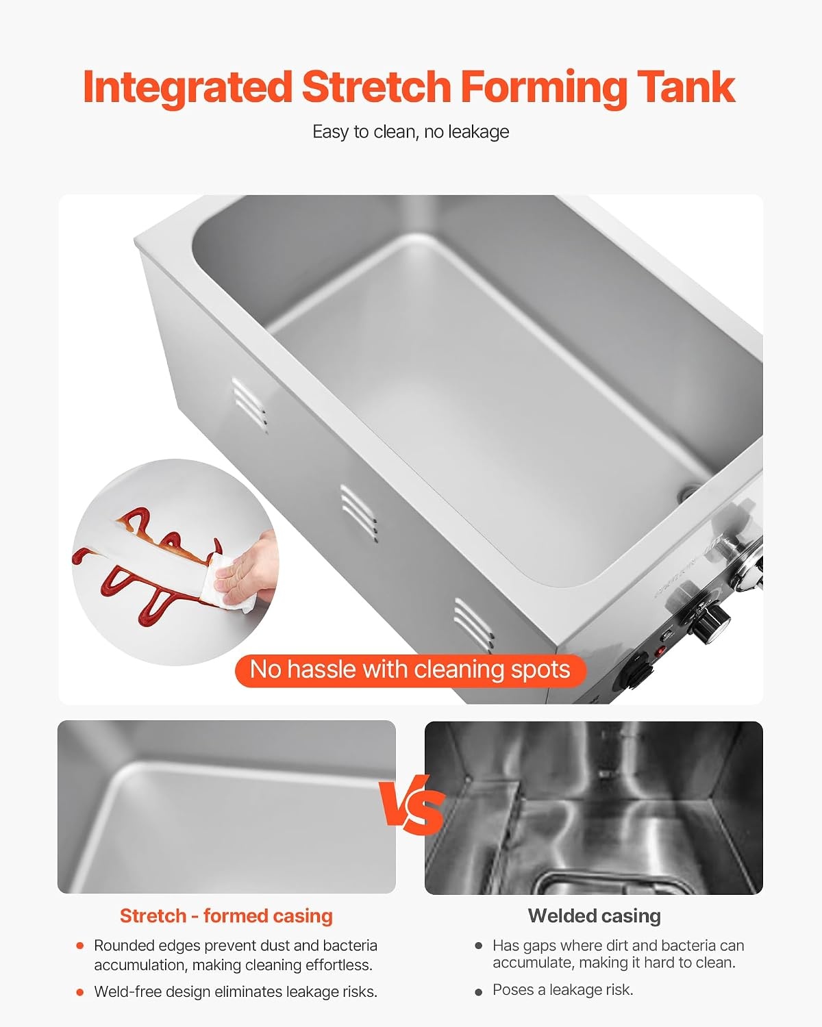 image:imageVEVOR Commercial Food Warmer 1500W Electric Stainless Steel Steam Food Warmer Fast Heating Countertop Buffet Bain Marie with Four 13 Size Food Pans for Catering Restaurants Parties amp Buffets313Pan20CM Depth