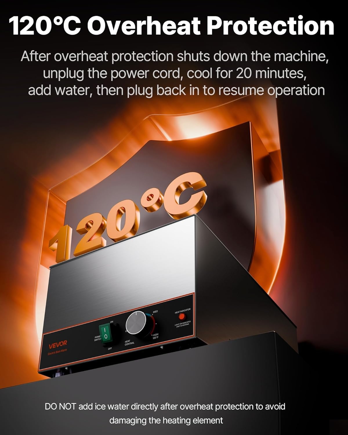 image:imageVEVOR Commercial Food Warmer 1500W Electric Stainless Steel Steam Food Warmer Fast Heating Countertop Buffet Bain Marie with Four 13 Size Food Pans for Catering Restaurants Parties amp Buffets2205 x 1339 x 965 in