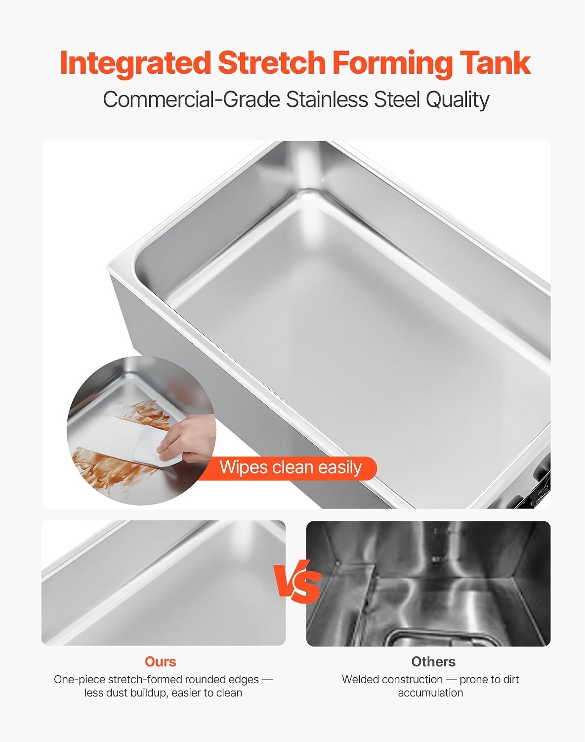 image:imageVEVOR Commercial Food Warmer 1500W Electric Stainless Steel Steam Food Warmer Fast Heating Countertop Buffet Bain Marie with Four 13 Size Food Pans for Catering Restaurants Parties amp Buffets2185 x 1339 x 787 in