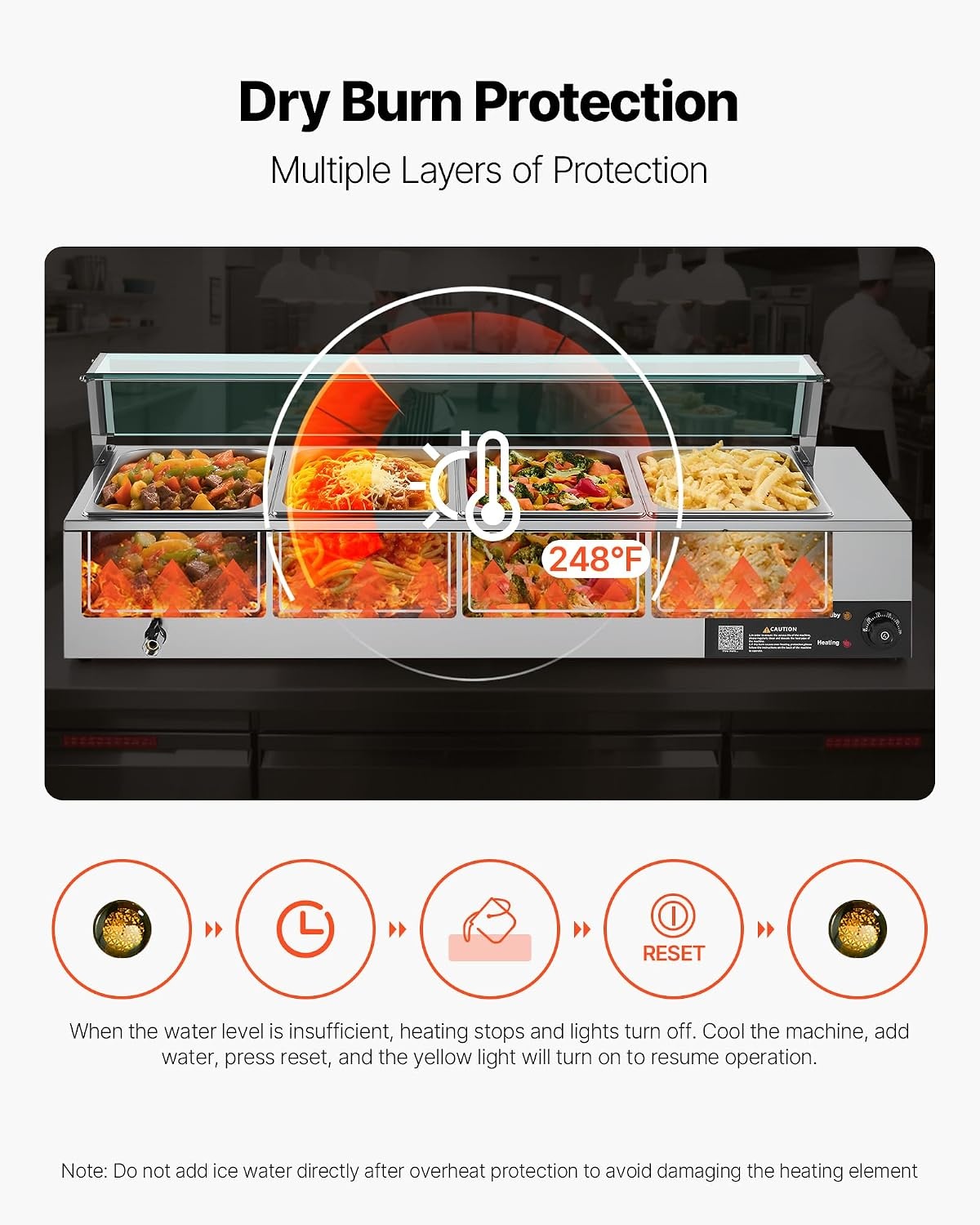 image:imageVEVOR Commercial Food Warmer 1500W Electric Stainless Steel Steam Food Warmer with Glass Cover 6 x 12 Size Pans Buffet Bain Marie with Soup amp Perforated Ladles for Catering Restaurant amp Party4x12Pan48QT