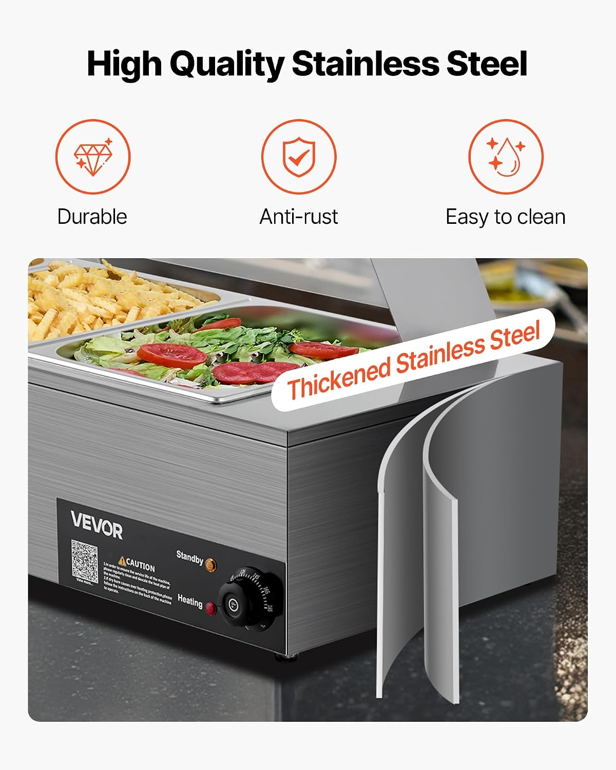 image:imageVEVOR Commercial Food Warmer 1500W Electric Stainless Steel Steam Food Warmer with Glass Cover 6 x 12 Size Pans Buffet Bain Marie with Soup amp Perforated Ladles for Catering Restaurant amp Party3622 x 1437 x 1516 in